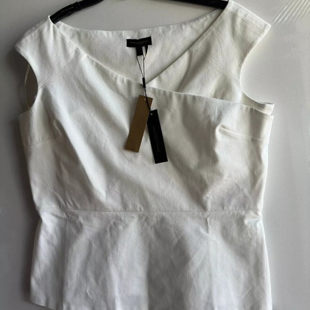 NWT $295 DONNA KARAN NY BLOUSE TOP WOMEN'S XL THICK COTTON OXFORD